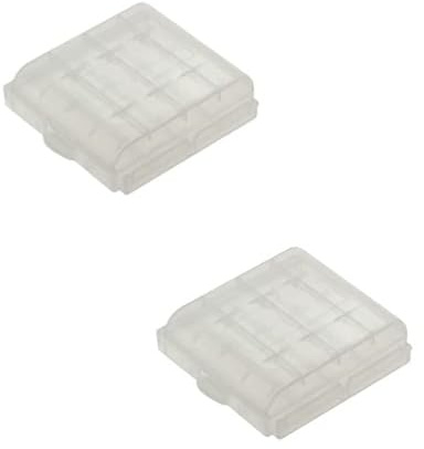 Online-Sale-Shop Batteriebox Akkubox Transportbox Aufbewahrungsbox für 4 Akkus AAA AA Micro Mignon stabile Schutzbox Reisen etc. (2 Stück), transparent