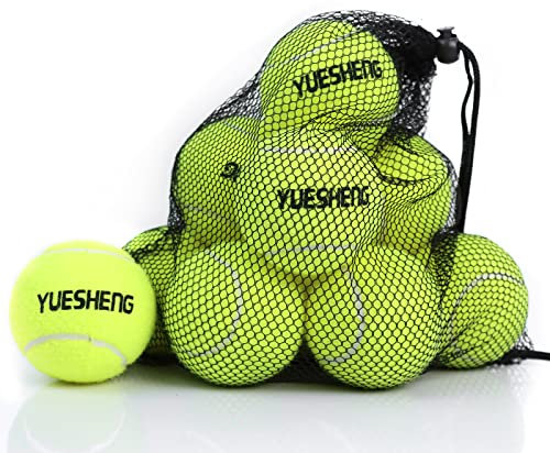 YUESHENG Tennisbälle Rosa Tennis Balls, Trainingsbälle für fortgeschrittene Anfänger, Tennisbälle für Hunde, 12er Pack mit Netztasche für einfachen Transport… (Yellow)