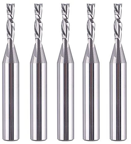 SpeTool 5PCS Down Cut Spiral Router Bit Set 1/4 Shank with 1/8 Cutting Diameter, Carbide CNC Bits for Wood Cutter Milling
