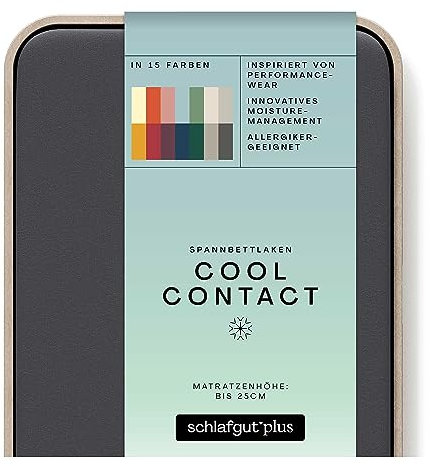 schlafgut Cool Contact Microfaser Spannbettlaken bis 100x200cm, Grey Deep kühlend kalt