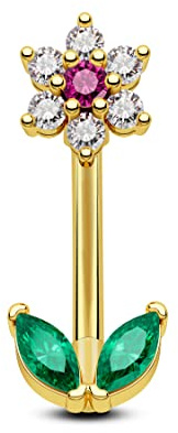 OUFER 16G Rook Piercing Jewellery Daith Helix Earring Cartilage Green Purple CZ Eyebrow Vertical Labret Lip Bars Conch Ring Gold Curved Barbell 316L Surgical Steel Tragus Women Gift