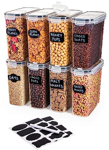 nuovva Recipientes herméticos de almacenamiento de cereales, juego de dispensador de cereales sin BPA, ideal para almacenamiento de cereales y copos de maíz