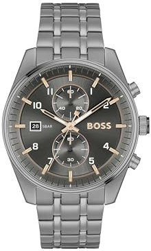 BOSS Chronograph Quarz Uhr für Herren Kollektion SKYTRAVELLER mit Edelstahlarmband Edelstahlarmband - 1514153