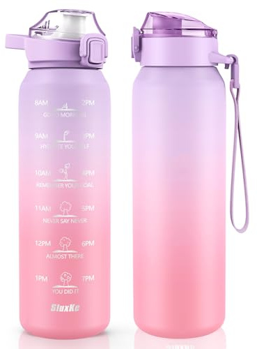 SLUXKE Botella aislada al vacío de 700 ml con 2 tapas (tapa para pajita y vertedor), botella de acero inoxidable 18/10, sin BPA, a prueba de fugas, para exterior, trabajo, camping, color rosa