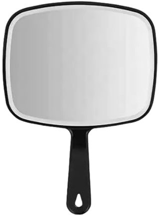 Espejos de mano con asa, espejos de mano grandes para salón de belleza, espejos de mano cuadrados, espejos de mano, espejos de peluquería, vidrio personal con mango para maquillaje