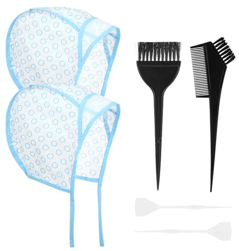 6PCS Highlights Hair Color Kit, With 2PCS Coloring Caps, 2 Spatula With Crochet Hook, 2 Hairs Dye Brush, Hairs Highlighting Kit Styling Tools for Salon Dyeing Hairdressing and DIY Dyeing Hair