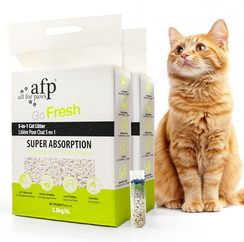 ALL FOR PAWS 5-in-1 Mixed Tofu Cat Litter, 5.6Kg (2Pack) Clumping Cat Litter, Dust Free Unscented Tofu Litter, Flushable | Rapid Clumping | Low Dust | 7/24 Odor Control Nature Pellet Kitty Litter