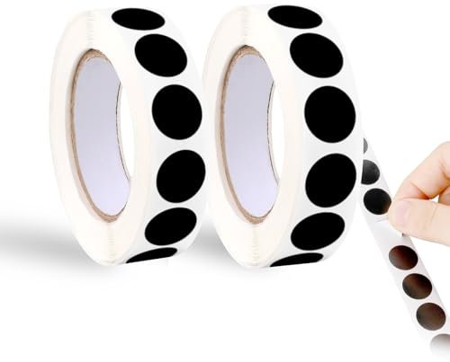 2000 Stück Schwarze Mini Aufkleber Klebepunkte Schwarz Runde Klebesticker Sticker Markierungspunkte Punktaufkleber für Büro Klassenzimmer DIY Kalende