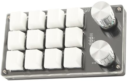 ZenithAur One Handed Macro Gaming Keyboard, 12 Key RGB Programmable Mini Keypad with Customizable Shortcuts for Office and Gaming (Black and White)