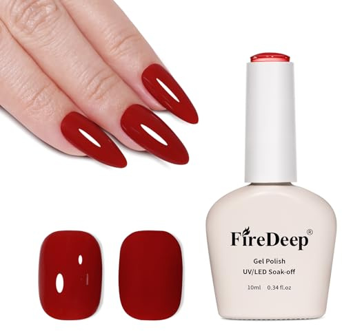 Firedeep 10ml Hema Free Gel Polish Bordeaux Red Color Gel Nail Polish Glazed Berry Soak Off UV LED Cured Manicure Gift for Women and Girls
