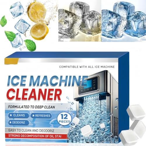 12PCS Machine Cleaner Maker Descaler,Ice Machine Cleaning Tablets,Machine Cleaner Deep Clean Washing Tablets,Ice Makers Cleaning Kit Remover Home Kitchen,Mac/hine Clea/ner Deep Clean Removes Descaler