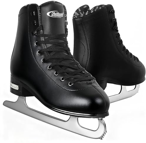 Nattork Figure Skates for Boys and Girls Excellence Stainless Steel Blades Ice Figure Skating with Enhanced Support Strength Performance and Ultimate Comfort Black