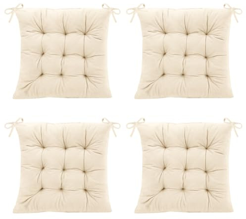 Wapasezyar 4 Stück Stuhlkissen, 40x40cm Sitzkissen Sitzpolster Stuhl Sitzkissen Gefüllt mit Bindebänder, Esszimmerstuhl Sitzauflage Stuhl für Sitzpolster Bürostuhl Indoor Outdoor (Gelblich)
