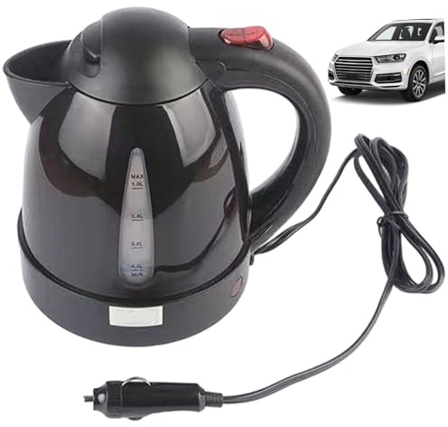 Jeorywoet Scallo idrico Elettrico, scaldabagno Elettrico, bollitore per Auto Portatile da 1000 ml con Telaio in Acciaio Inossidabile, bollitore da Viaggio Isolato per Esterno, 24V
