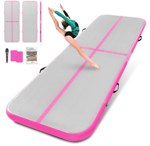 SUDOO 10ft Inflatable Air Gymnastics Mat 4 Thick PVC Waterproof Air Tumble Track Training Mat for Home Use, Gym, Yoga, Training, Water No Pump