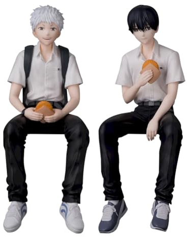 Jilijia 2 piezas Figura de anime Yoshiki Tsujinaka y Hikaru Indo en pose sentada, estatua de PVC, edición uniforme escolar, modelo estático, adorno de escritorio, regalo