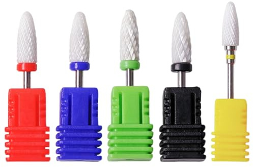 5 pezzi Punte Fresa Unghie in Ceramica, Punta Rimozione Gel, Manicure Elettrico Accessori Professionali Forma di Mais, per Lucidatura Acrilico e Gel, Ideale per Manicure e Pedicure