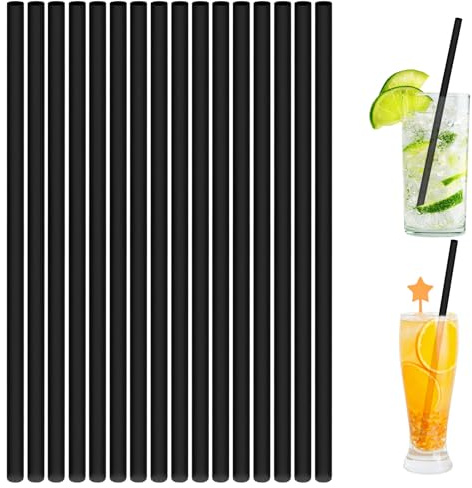 AUAUY 100PCS Pajitas Reutilizables, Pajitas PláStico, Pajita Verano, Negro