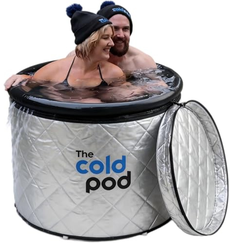 The Cold Pod Insulated Ice Bath Tub with Cover,440L Cold Plunge Tub Fully Wrapped by Silver Reflective Zip-Up Cover for Athletes and Fitness Enthusiasts, Suitable for Indoor and Outdoor Use
