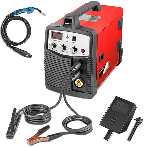 GREENCUT MMG185 - Soldador inverter eléctrico de hilo continuo con gas turbo ventilado, 185A, potencia regulable, con tecnología iGBT, máquina soldadora portátil