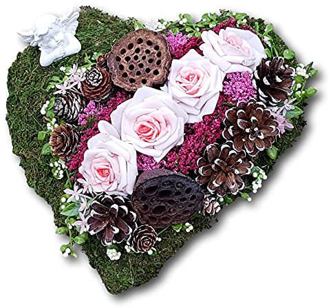 Der kleine Dekoladen Deko & Geschenke by Sabine Faust Lünen Grabschmuck Herz rosa Engel Totensonntag Grabaufleger Grabgesteck Allerheiligen Trauergesteck künstliche wetterbeständige Grabdeko