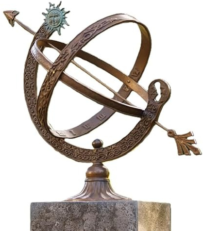 IDYL Outdoor Sonnenuhr aus Bronze - Hochwertig und Auffällig | Nr. 0471 | Maße: 48 x 30 x 30 cm