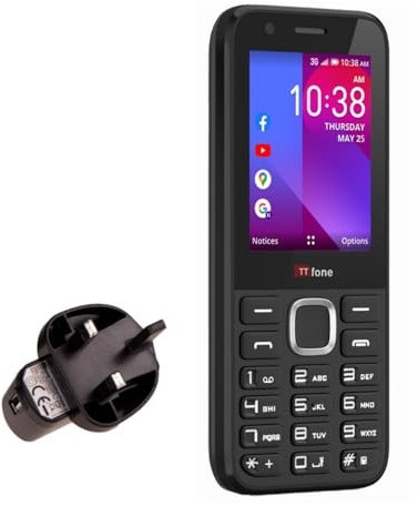 TTfone TT240 WhatsApp Handy (3G KaiOS, einfach zu bedienen) (mit Netzladegerät), Schwarz