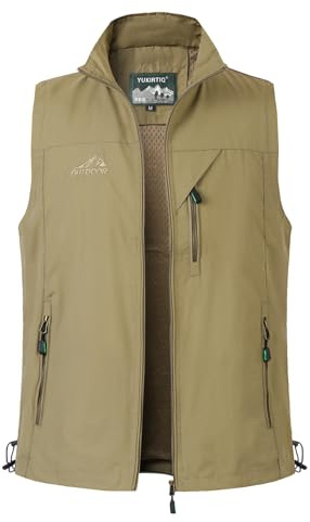 Yukirtiq Men's Outdoor Quick Dry Fishing Vest Breathable Camping Outwear Gilet Sleeveless Top Photography Hunting Lightweight Gillette Waistcoat