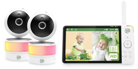 LeapFrog LF920-2HD 7 Full Color 360 Degree Pan & Tilt Split-Screen Video Baby Monitor with 2 Cameras and Audio,Color Night Vision, Night Light, Soothing Sounds and Temperature/Humidity Sensor