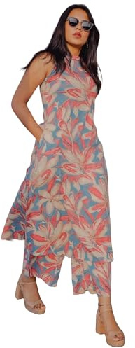 ANNI DESIGNER Dam blommig Rayon Kurta med byxor