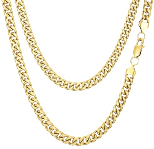 AFSTALR Pansarkedja män halsband 3/4/5/6/7/8 mm bred rostfritt stål silverkedja guldkedja svart kedja män kubansk länkkedja kubansk länkkedja smycken för män kvinnor 45–60 cm, Rostfritt stål