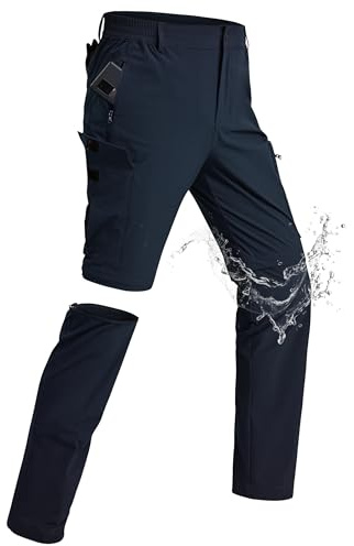 xtuwkzo Pantalones Senderismo Hombres Cremallera Desmontable Cargo Short Verano Corto Impermeable Funcional Short Hombre con Bolsillos Stretch Ocio Trekking Pants Navy M