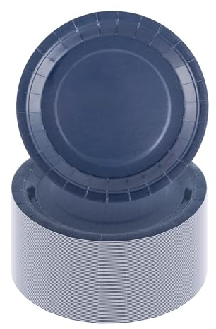 CEILIWEN Confezione da 100 piatti di carta blu navy, 18 cm, rotondi, in tinta unita, per feste, compleanni, lauree, pensionamento, per catering ed eventi (colore blu navy, 17,8 cm)
