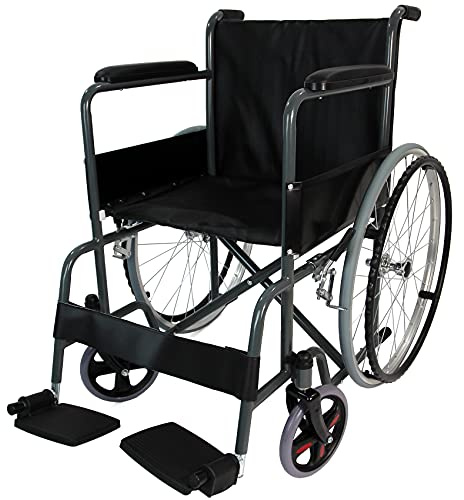 Self-Propelled Wheelchair, Lightweight Folding Wheelchair with Padded Armrest, Footrest, Brake, and VAT Exempt