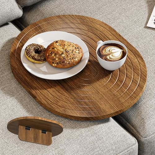 Asgolion Sofa Tray, 40 x 32 cm, Insert & Flat Sofa Organiser, Walnut | Fits Seat Gaps/Armless Couch/Sectional, Foldable Couch Insert Tray for Snacks, Drinks, Magazine, and Remote