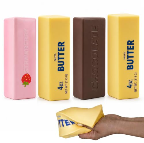 4 Pièces Jouet à Presser aux Beurre, Jouet Anti Stress, Butter Squishy