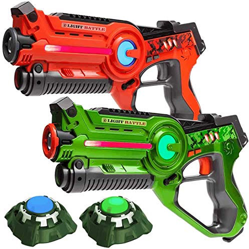 Light Battle Active Laser Tag Set - 2X Spielzeugpistole (orange, grün) + 2 Ziele - LBAP22212