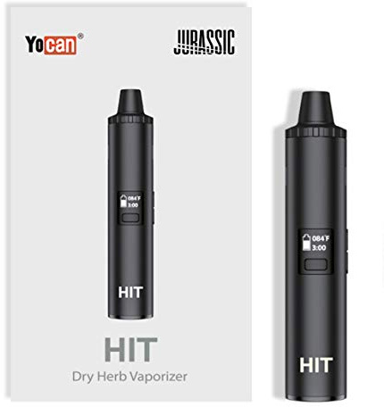Hit Dry Herb Vaporizer Presented by Jurassic UK, Compact Herbal Vapouriser with Magetic Mouthpiece & in-Built Stirrer, Vibrate Feedback, 1400mAh Battery, Ceramic Chamber (Black)