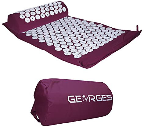 Esterilla de acupresión para uñas, gran ejecución, con bolsa de transporte, funda extraíble, relaja los músculos apretados y puede ayudar a aliviar el dolor (con almohada), color morado