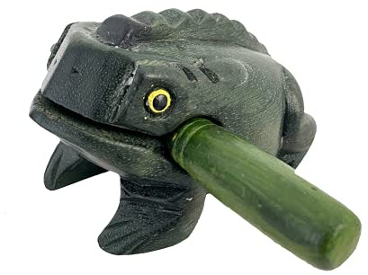Cozinest 5 Wooden Frog Percussion Instrument Wood Frog Guiro Rasp Tone Block Thailand Handcraft Musical Lucky Frog Home Office Decoration Nice Gift (Green)