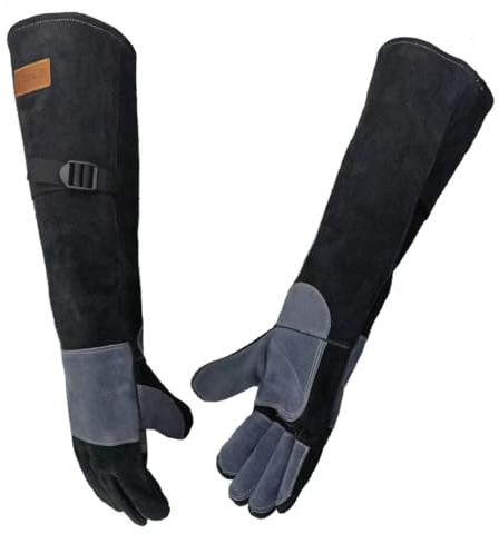 WZQH 60 CM/23,6 Pollici, Guanti per il Trattamento di Animali in Pelle, per Prendere Gatto, Addestramento Cane. Guanto Anti Morso per Gatti, Cani, Uccelli, Aquile, Serpenti. antigraffio