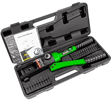 AMZCNC 16 Ton Hydraulic Wire Crimper Battery Cable Lug Terminal Crimping Tool WIth Standard US cable Dies,Crimps 6 AWG to 600 MCM, Cable Crimping Tool ​with 13 Pairs of Standard US cable Dies