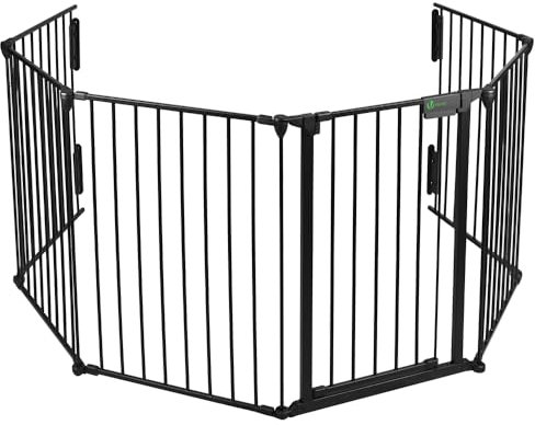 VOUNOT® Barrera de Seguridad para Perros, Reja de Protección para Chimenea 3.6 m Preensamblada, Negro