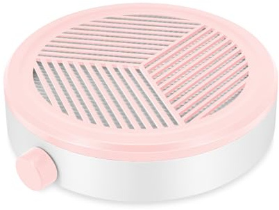 Nail Dust Collector Adjustable Suction, Small Dust Collector Nail Salon Powerful Nail Dust Extractor Fan Vacuum Cleaner for Women Manicurs Home Use Acrylic Dip Powder Nails Removal (White-Pink)