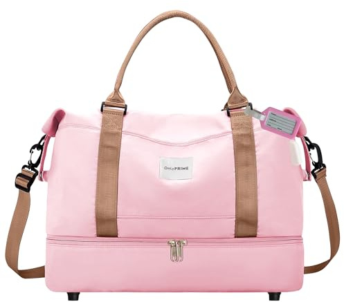 OnlyPrime Bolsa de Viaje Mujer 40x30x20 con Acceso USB – Bolso Cabina Avión, Deporte, Maternidad, Gimnasio o Fin de Semana. (Rosa)