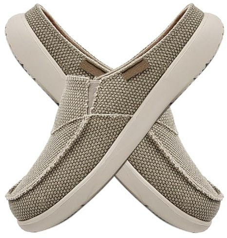 AZMAHT Scarpe Uomo estive Scarpe di Stoffa Mocassini Scarpe Uomo Senza Lacci Ciabatte Ortopediche Uomo Scarpe Senza Lacci Uomo Scarpe da casa Uomo Ciabatte Ortopediche,Cachi,42/260mm