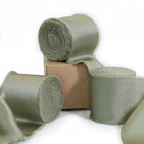Ligtmor Cinta de raso 3.8cm x 13.5m Regalo Gasa Cinta de Lazo Tela Boda pasamaneria - verde oliva