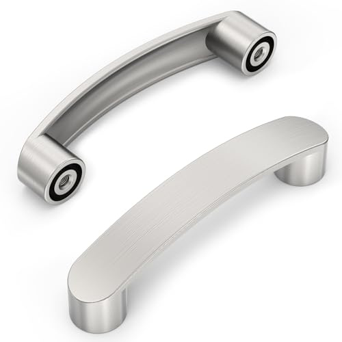 FURNIWARE 10 maniglie per mobili, 96 mm, distanza tra i fori, per armadi, cucina, in nichel satinato spazzolato, per mobili da cucina, armadi, cassetti
