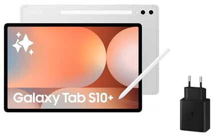 Samsung Galaxy Tab S10+ 256GB + Cargador - Tablet IA, Tableta Android Wifi, 12GB RAM, Pantalla AMOLED, Antirreflejos, S Pen Incluido, Plata (Versión Española)