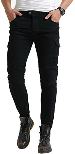 COLOYO Pantalones vaqueros de motocicleta para hombre, pantalones de protección para motocicleta, pantalones protectores de motocicleta, aprobado por la CE, rodilleras extraíbles, color negro, talla